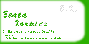 beata korpics business card